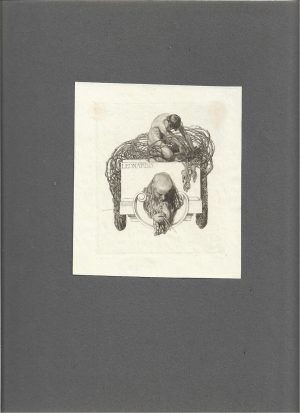 Ex-libris E K Weigl de Franz Von Bayros, heliogravură, cca 1910