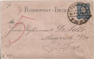 Rohrpost-Brief, 1887