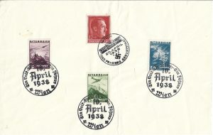 Plic cu ștampile Des Führers Geburtstag 20 April 1938 și Ein Volk, Ein Reich, Ein Führer 10 April 1938, Wien