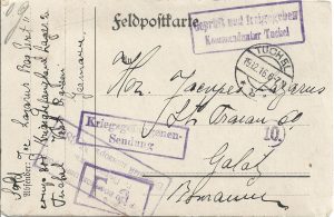 Carte poștală prizonier de război român, soldat din Regimentul Siret Nr 11, Kriegsgefangenelager 2 Tuchel, Germania, 1916