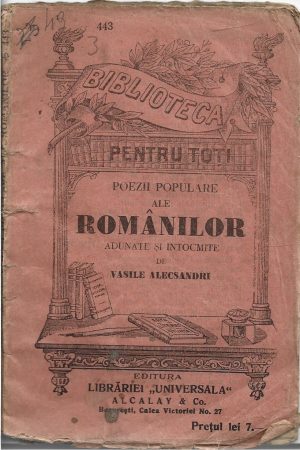 Poezii populare ale românilor adunate și întocmite de Vasile Alecsandri, fără an