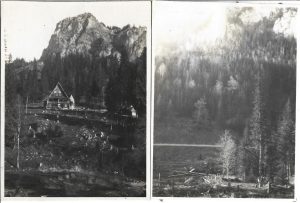 Hotel la Lacul Ghilcoș și vederea lacului dinspre hotel, 1930, lot de 2 fotografii