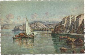 Sorrento, La Marina piccola, pittore G Carelli, carte poștală