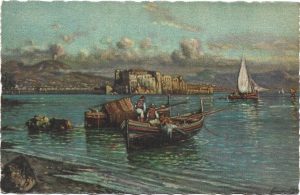 Napoli, Castello dell'Ovo, pittore G Carelli, carte poștală