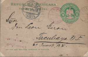 Tarjeta postal, Republica Mexicana, 2 centavo, 1908