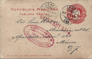 Tarjeta postal, Republica Mexicana, 2 centavo, 1901