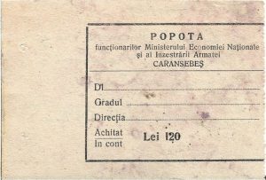 Bon Popota funcționarilor Ministerului Economiei Naționale și al Înzestrării Armatei, Caransebeș, perioada regalității