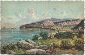 Sorrento, Vista da Capodimonte, pittore G Carelli, carte poștală
