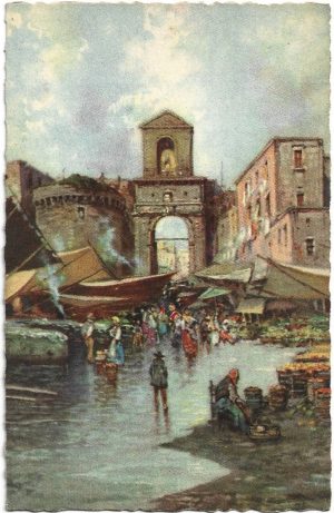 Napoli, Porta Capuana, pittore G Carelli, carte poștală