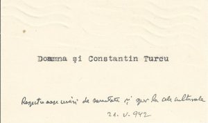 Constantin Turcu, carte de vizită, 1942
