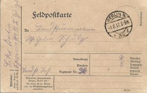 Feldpostkarte, 1917, limba germană
