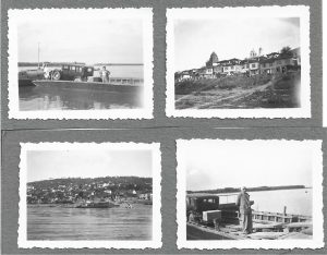 Turtucaia și trecerea Dunării cu bacul spre oraș, anii 1930, lot de 4 fotografii
