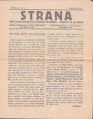 Strana, foaie a clasei cântăreților bisericești din România, anul I, numărul 1, 1926