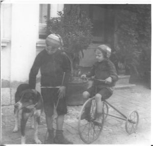 Copii cu tricicletă și câine, România, fin de siècle