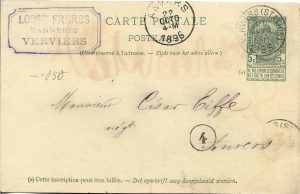 Întreg poștal Belgia, 1896/Postal Stationery Belgium, 1896, stamp Loose Freres Tannerie Verviers