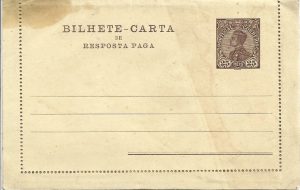 Bilhete-carta de resposta paga 25 reis Portugal