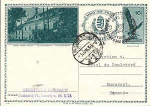 Hotel du Boulevard din București, carte poștală de afaceri primită de direcțiunea hotelului, 1938