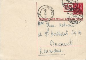 Carte poștală elvețiană circulată Vevey - București, 1949