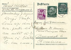 Virgil Popescu-Râmniceanu, carte poștală olografă, 1938