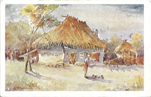 Gospodărie țărănească în Fotăchești-Vrancea, carte poștală