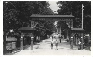 Borszék, Bejárat a fürdőtelepre, carte poștală, Borsec