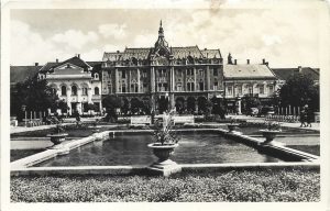 Szatmárnémeti, Horthy Miklós tér a Pannonia szálloval, carte poștală, Satu Mare