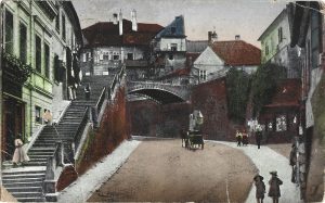 Sibiu, Scara Burger/Hermannstadt - Nagyszeben, Burgerstiege und Liegenbrücke, carte poștală