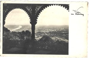 Wien vom Kahlenberg, carte poștală circulată la Craiova, 1937