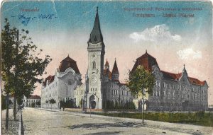 Temesvár, Kegyestanitórendi főgimnázium a templommal/Timișoara, Liceul Piarist, carte poștală