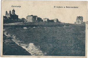 Constanța, O vedere a Bulevardului, carte poștală circulată Constanța - Craiova, ștampilă cenzură, Primul Război Mondial