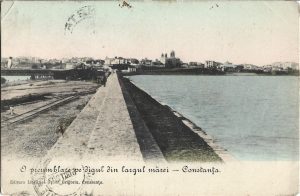 O preumblare pe digul din largul mărei - Constanța, carte poștală