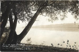 Vedere spre Dunăre (malul jugoslav) din capul ostrovului Șimian (la E), carte poștală