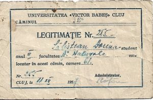 Legitimație de cămin, 1957, Universitatea Victor Babeș, Cluj