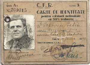 Carte de identitate CFR pentru călătorii nelimitate cu 50% reducere, 1941, eliberată pentru brigadier silvic