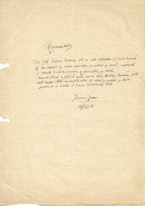 Ieronim Șerbu (Afon Herz Erick), act olograf, 1958