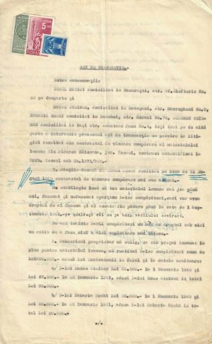 Act de transacție cu privire la litigiul rezultat din contractul de vânzare-cumpărare a materialului lemnos din Pădurea Găiceana, județul Tecuci (azi în Bacău), 1940