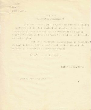 Regimentul Pontonieri, 1941, repartiție țărani cu boi de rechiziție, Țepu, județul Tecuci (Galați)