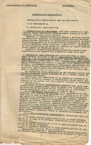 Comandamentul III Teritorial, Centrul de Recrutare Tecuci, atribuțiunile comandantului, perioada interbelică