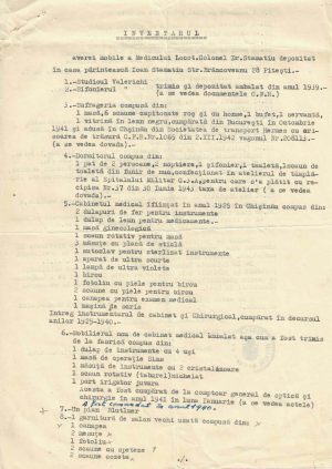 Șeful Spitalului Militar al Corpului 3 Armată, ZI 273 Craiova, declarație că bunurile sale de la Pitești nu provin din timpul campaniei din URSS