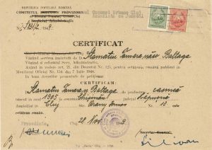 Certificat de cetățenie română pentru o româncă basarabeancă din Chișinău dat la Cluj, 1949
