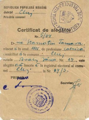 Certificat de alegător, Cluj, RPR