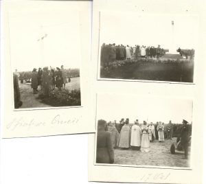Sfințirea crucii de lângă Șargorod, Transnistria, 1942, cu participarea autorităților române și germane, lot de 3 fotografii