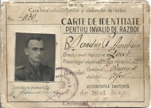 Carte de identitate pentru invalid de război din campania 1941, Regimentul 3 Grăniceri Ion Vodă cel Cumplit, 1945