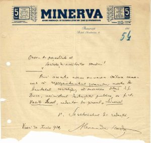 Alexandru Hodoș (Ion Gorun), act scris și semnat olograf, 1914, cu antet al ziarului Minerva