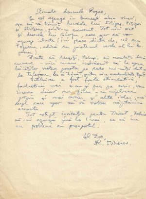 Alexandru Mironov, scrisoare olografă către Adrian Rogoz
