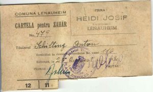 Cartelă pentru zahăr, 1942, comuna Lenauheim, județul Timiș, firma Heidi Josif