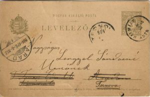 Carte poștală circulată Hălmagiu-Arad, 1904, Lelevező-lap futott Nagyhalmágy-Arad