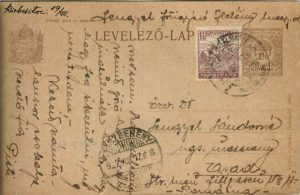 Carte poștală maghiară circulată Jászberény-Arad, 1922/Magyar levelezőlap futott Jászberény-Arad, 1922