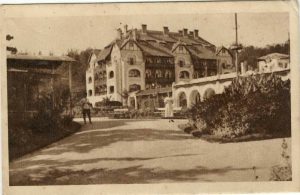 Băile Ocna Sibiului, Parcul cu Hotelul Statului, 1945, ștampilă Ministerul Propagandei, carte poștală, Editura M C Florescu, Craiova