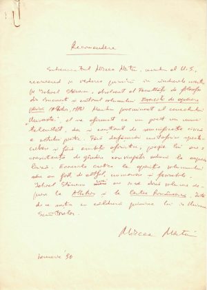 Mircea Martin, recomandare pentru Gabriel Stănescu, act olograf, 1990